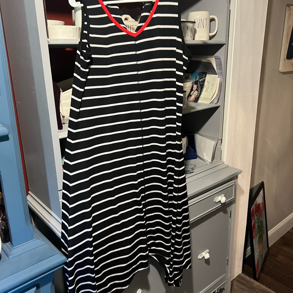 Striped Black and White Sleeveless Dress